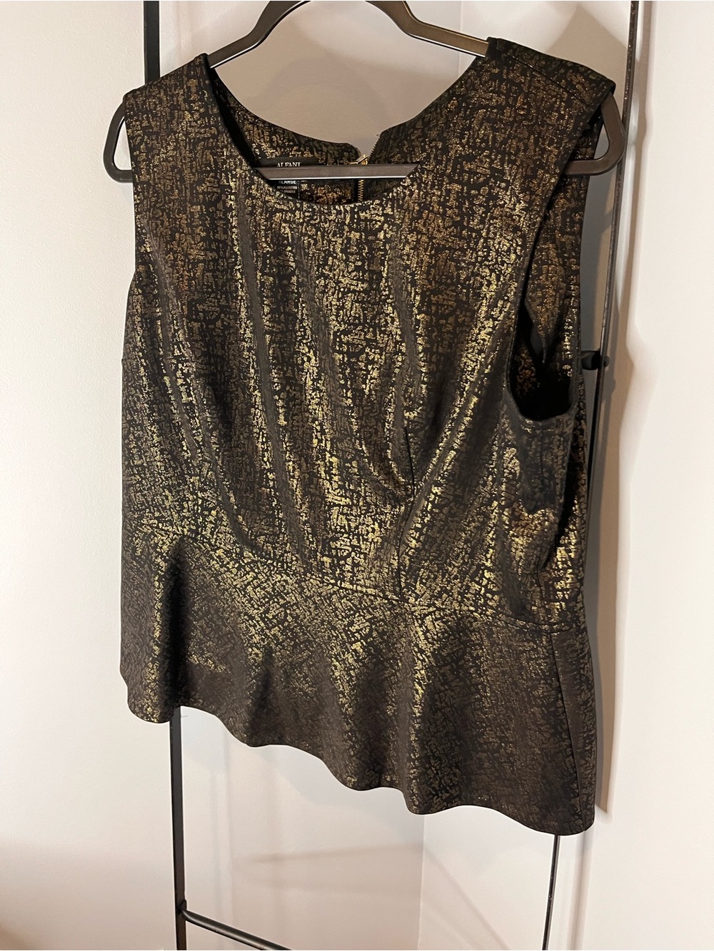 Alfani Black and Gold Metallic Peplum Camisole